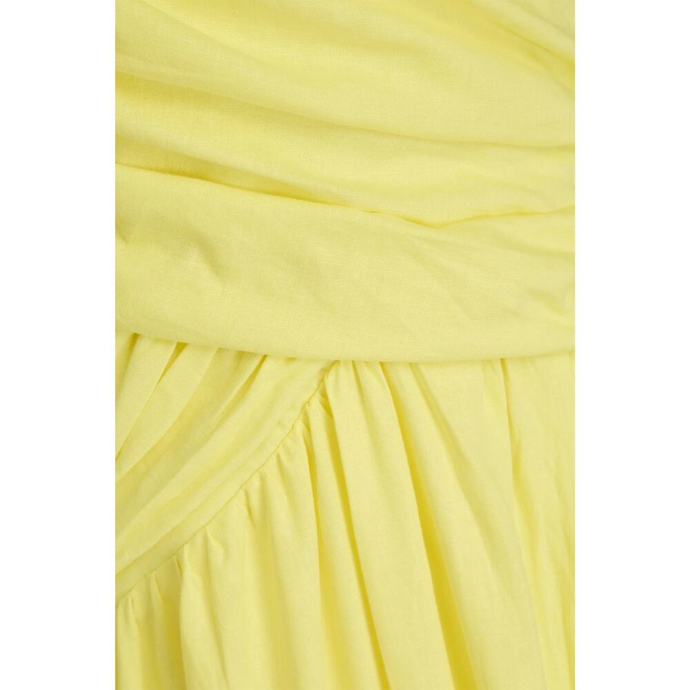 FARM Rio Yellow Ruched Cross-Over Linen-Blend Maxi Dress - Size L - Picture 4 of 13